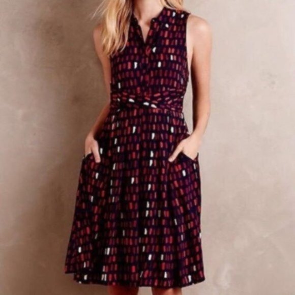 Anthro Tylho Shirtdress Full Skirt Pockets Navy XS - Picture 3 of 11